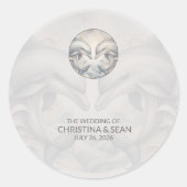 Moderne Whimsy-Dolphin-Hochzeitskleber Runder Aufkleber (Vorderseite)