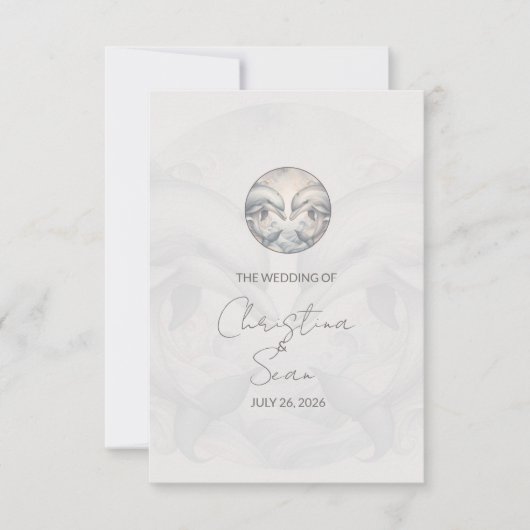 Moderne Whimsy Dolphin Wedding RSVP Response Card (Vorderseite)