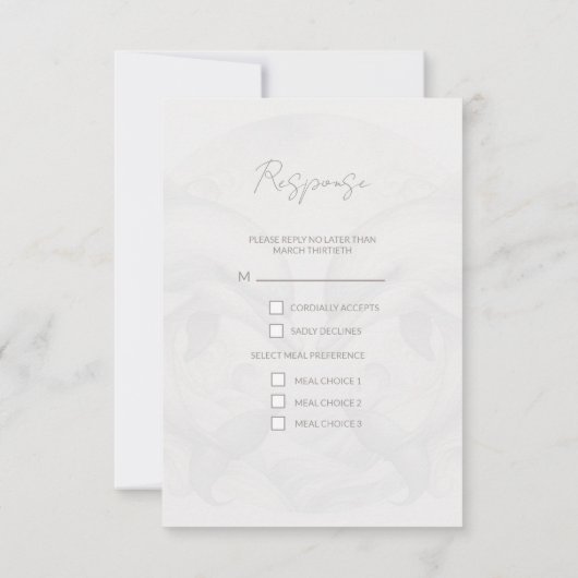 Moderne Whimsy Dolphin Wedding RSVP Response Card Karte (Rückseite)