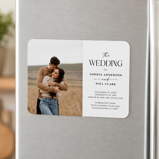Moderne Whimsy Hochzeitseinladung mit Foto Magnet