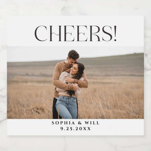 Moderne Whimsy Minimal Wedding Champagne Labels Schaumweinetikett (Einzelnes Label)