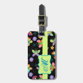 Moderne Whimsy-Schmetterlinge auf der Schwarzen Mo Gepäckanhänger (Vorderseite vertikal)