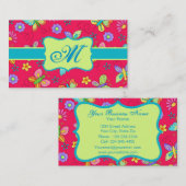 Moderne Whimsy-Schmetterlinge auf Red Monogram Per Visitenkarte (Vorne/Hinten)