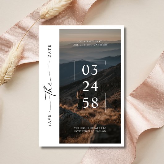 Moderne Whimsy Script Romantische Foto Hochzeit Save The Date