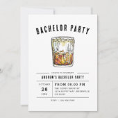 Moderne Whiskey Glas Typografy Bachelor Party in P Einladung (Vorderseite)