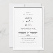 Moderne White and Black QR Code Minimal Wedding Einladung (Vorderseite)