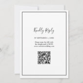 Moderne White and Black QR Code Minimal Wedding Einladung (Rückseite)
