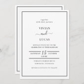 Moderne White and Black QR Code Minimal Wedding Einladung (Vorne/Hinten)