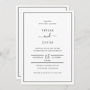 Moderne White and Black QR Code Minimal Wedding Einladung