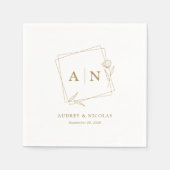 Moderne White and Gold Monogram Hochzeitsempfehlun Serviette (Vorderseite)