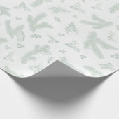 Moderne White and Mint Holly and Pine Geschenkpapier (Ecke)