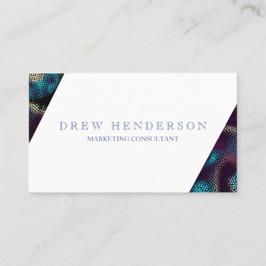 Moderne White and Navy - Blue Neon Business Card Visitenkarte (Rückseite)