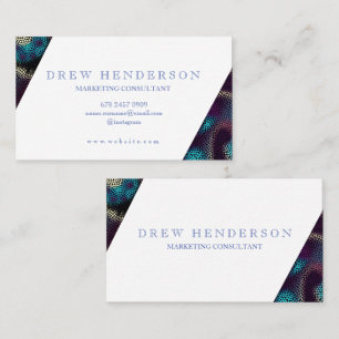 Moderne White and Navy - Blue Neon Business Card Visitenkarte