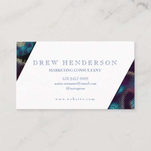 Moderne White and Navy - Blue Neon Business Card Visitenkarte (Vorderseite)