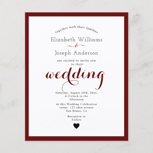 Moderne White & Black Calligraphy Monogram Hochzei Flyer (Vorne)
