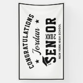 Moderne White Black Class der Graduation Party 202 Banner (Vertikal)