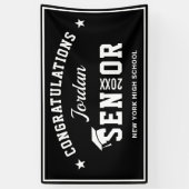 Moderne White Black Class der Graduation Party 202 Banner (Vertikal)
