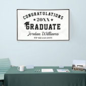 Moderne White Black Class der Graduation Party 202 Banner (Messeveranstaltung)