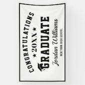 Moderne White Black Class der Graduation Party 202 Banner (Vertikal)