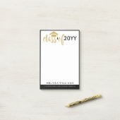 Moderne White Black & Gold Glitzer Class 2016 Post-it Klebezettel (Auf Schreibtisch)