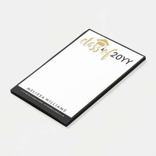 Moderne White Black & Gold Glitzer Class 2016 Post-it Klebezettel (angewinkelt)