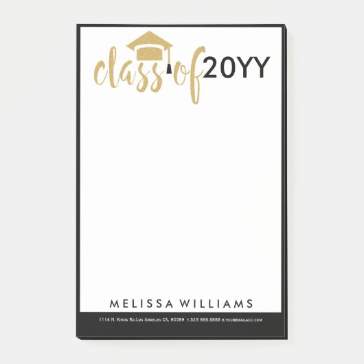 Moderne White Black & Gold Glitzer Class 2016 Post-it Klebezettel (Vorderseite)