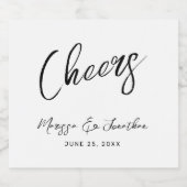 Moderne White Black Hand Lettered Wedding Cheers Schaumweinetikett (Einzelnes Label)