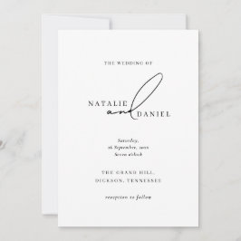 Moderne White Black Minimal Classic Chic Hochzeit Einladung