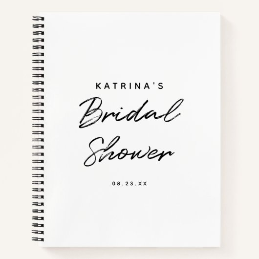 Moderne White Black Simple Brautparty Gift List Notizblock (Vorderseite)