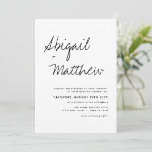 Moderne White Black Simple Handwriting Boho Weddin Einladung