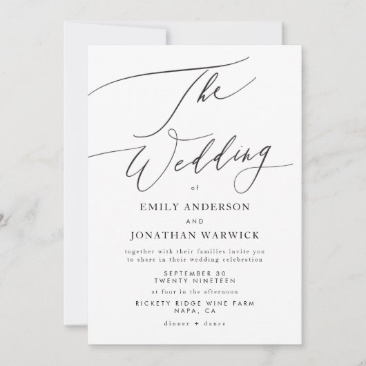 Moderne White Black Simple QR CODE Hochzeitsseite Einladung (Vorderseite)