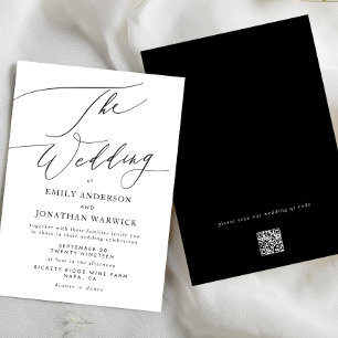 Moderne White Black Simple QR CODE Hochzeitsseite Einladung