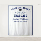 Moderne White Blue Abschluss Foto Stand Hintergrun Wandteppich (Vorderseite)