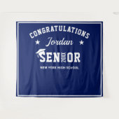 Moderne White Blue Abschluss Foto Stand Hintergrun Wandteppich (Vorderseite (Horizontal))