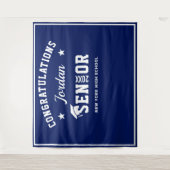 Moderne White Blue Abschluss Foto Stand Hintergrun Wandteppich (Vorderseite)