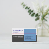 Moderne White Blue Gray Red Trendy Business Card Visitenkarte (Stehend Vorderseite)