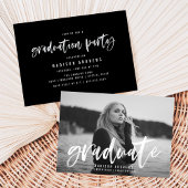Moderne White Brush Script Graduation Party Einladung