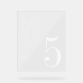 Moderne White Brush Script Hochzeitsschrift Tischn Acrylschild (Vorderseite)