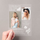 Moderne White Butterfly Foto Graduation Party Acryleinladungen (Insitu (Handheld))