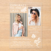 Moderne White Butterfly Foto Graduation Party Acryleinladungen (Vorderseite)