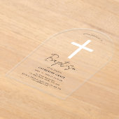 Moderne White Cross Taufe & Christening Acryleinladungen (Ablage )