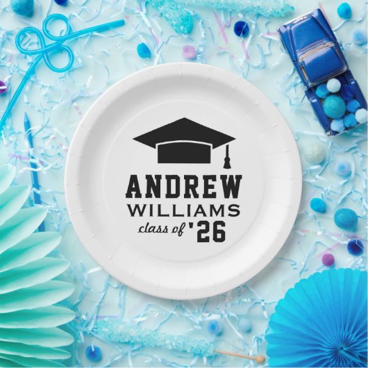 Moderne White Custom Graduation Party Pappteller (Party)