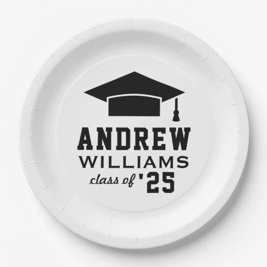 Moderne White Custom Graduation Party Pappteller (Vorderseite)