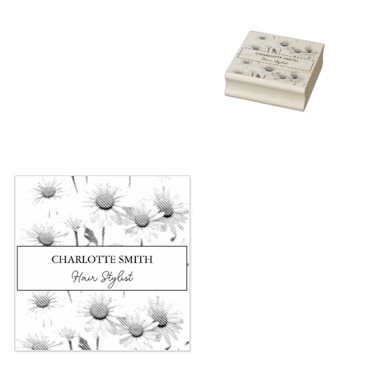 Moderne White Daisy Floral Trendy Gummistempel (Stempel)