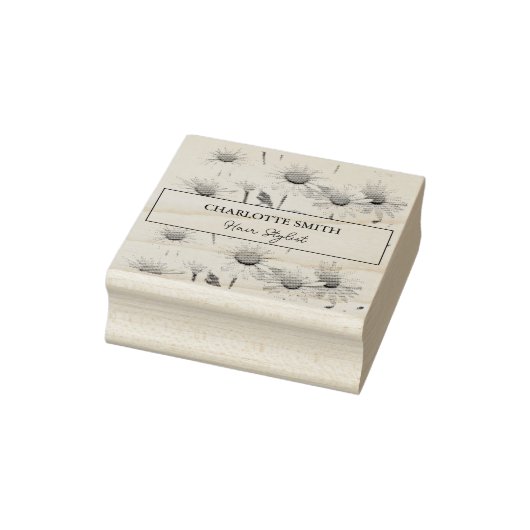 Moderne White Daisy Floral Trendy Gummistempel (Stempel)