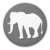 Moderne White Elephant Silhouette & Grau Keramikknauf (Vorderseite)