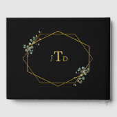 Moderne White Floral Black Frame Wedding Gästebuch (Rückseite)