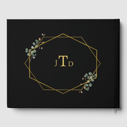 Moderne White Floral Black Frame Wedding Gästebuch (Rückseite)