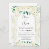 Moderne White Floral Garden Spanische Geschlechtso Einladung (Vorne/Hinten)