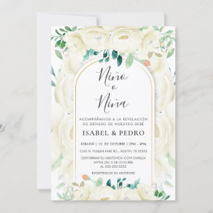 Moderne White Floral Garden Spanische Geschlechtso Einladung